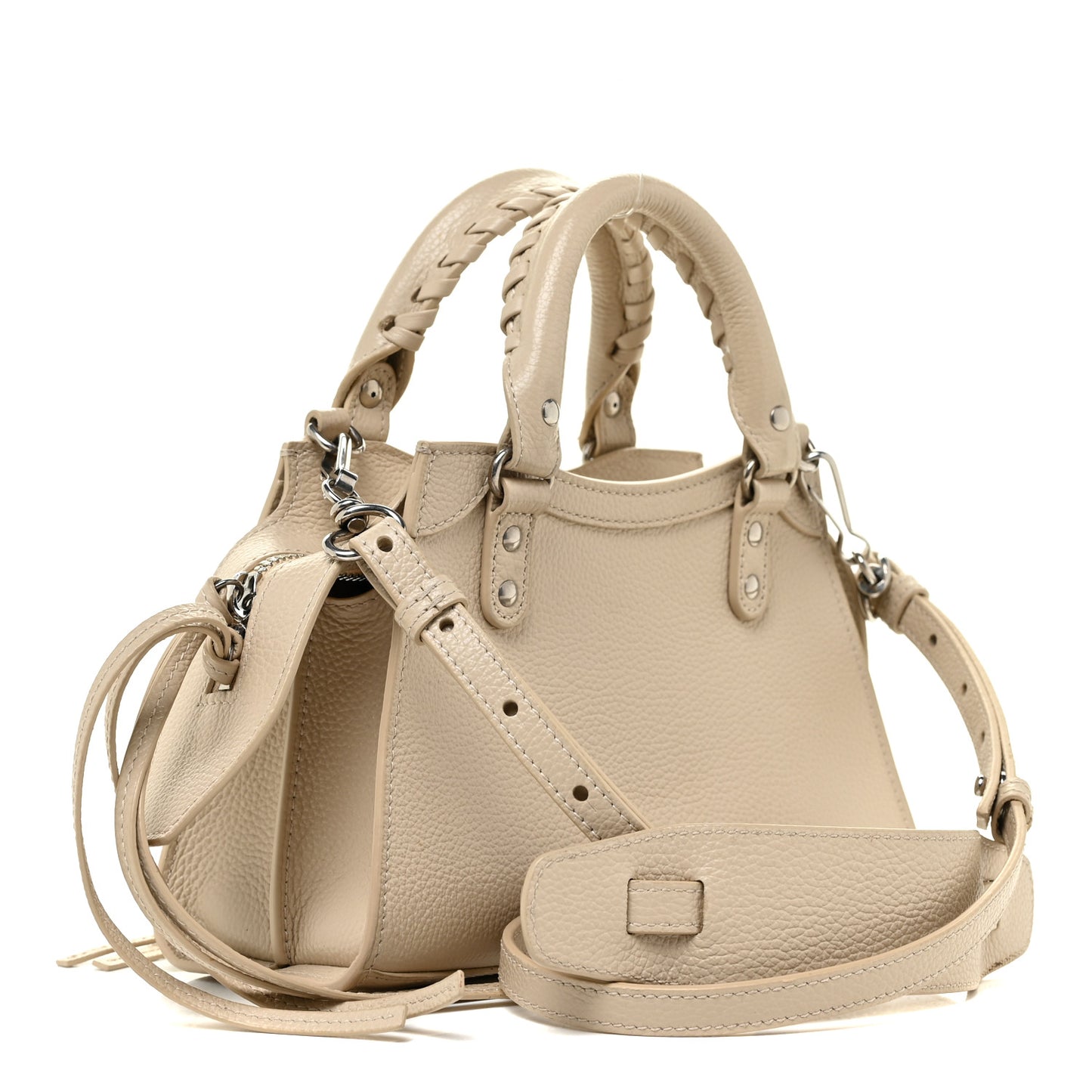 Grained Calfskin Neo Classic Silver Hardware Mini City Cream