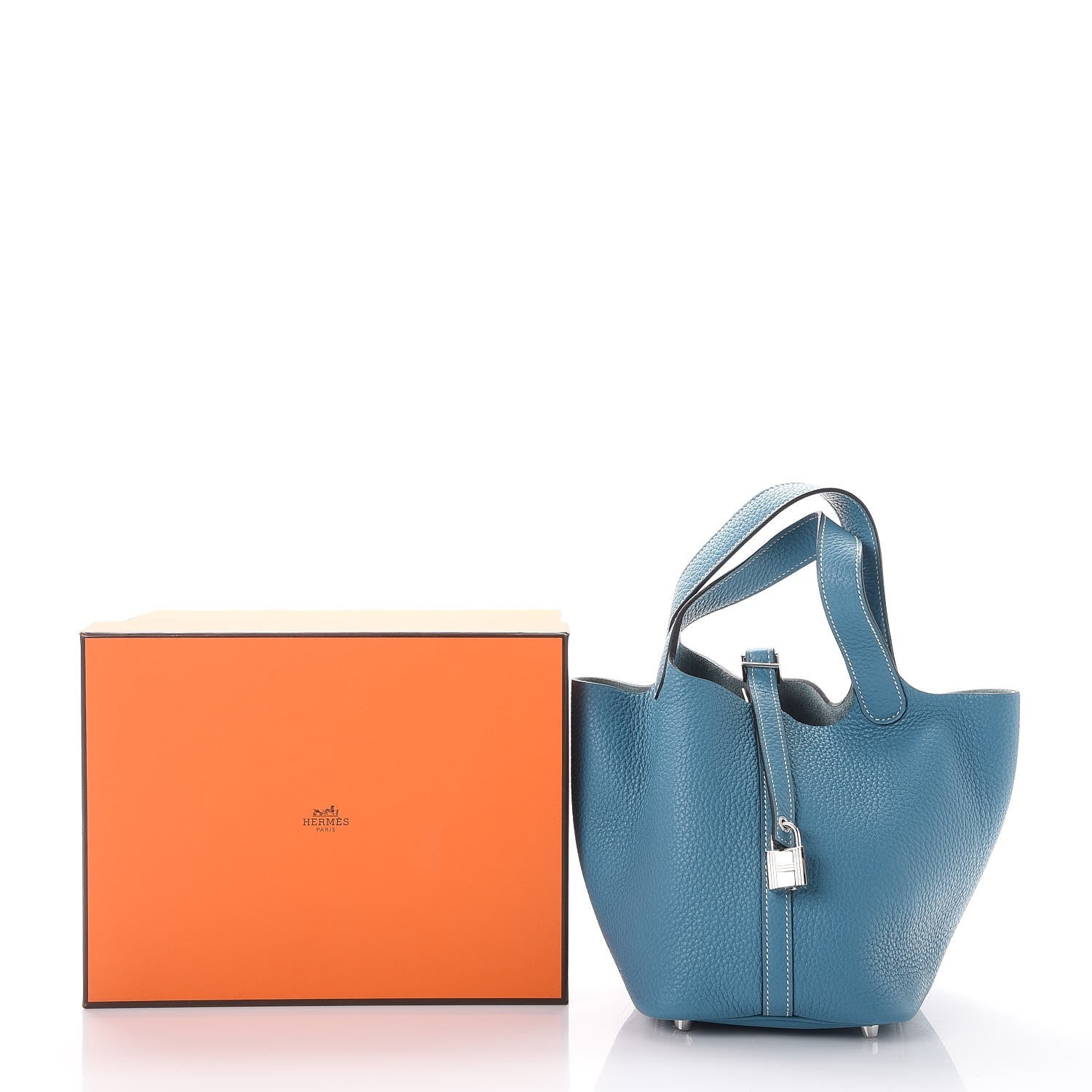 Hermes Taurillon Clemence Picotin Lock 18 PM Blue Jean 8 of 8