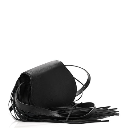 Chloe Calfskin Mini Marcie Round Fringe Crossbody Bag Black 3 of 9