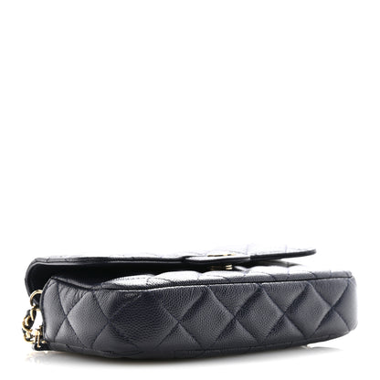 Chanel Caviar Quilted Flap Phone Holder With Chain Navy 4 of 13