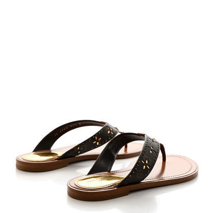 Louis Vuitton Monogram Sunny Flat Thong Sandals 37.5 Brown 4 of 9