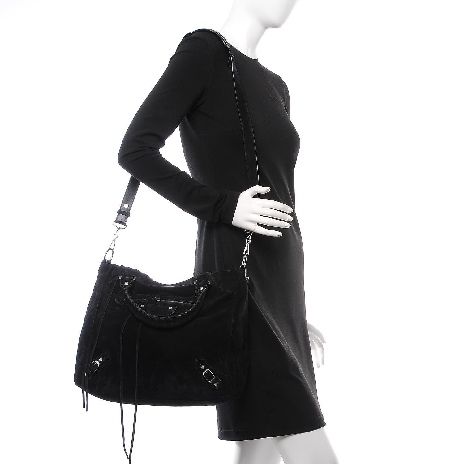Balenciaga Baby Daim Suede Classic Silver Hardware Velo Black 2 of 9