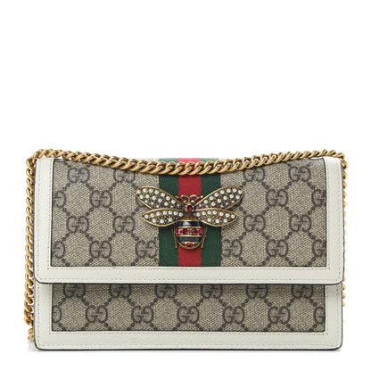 Gucci GG Supreme Monogram Web Queen Margaret Chain Wallet White 1 of 10