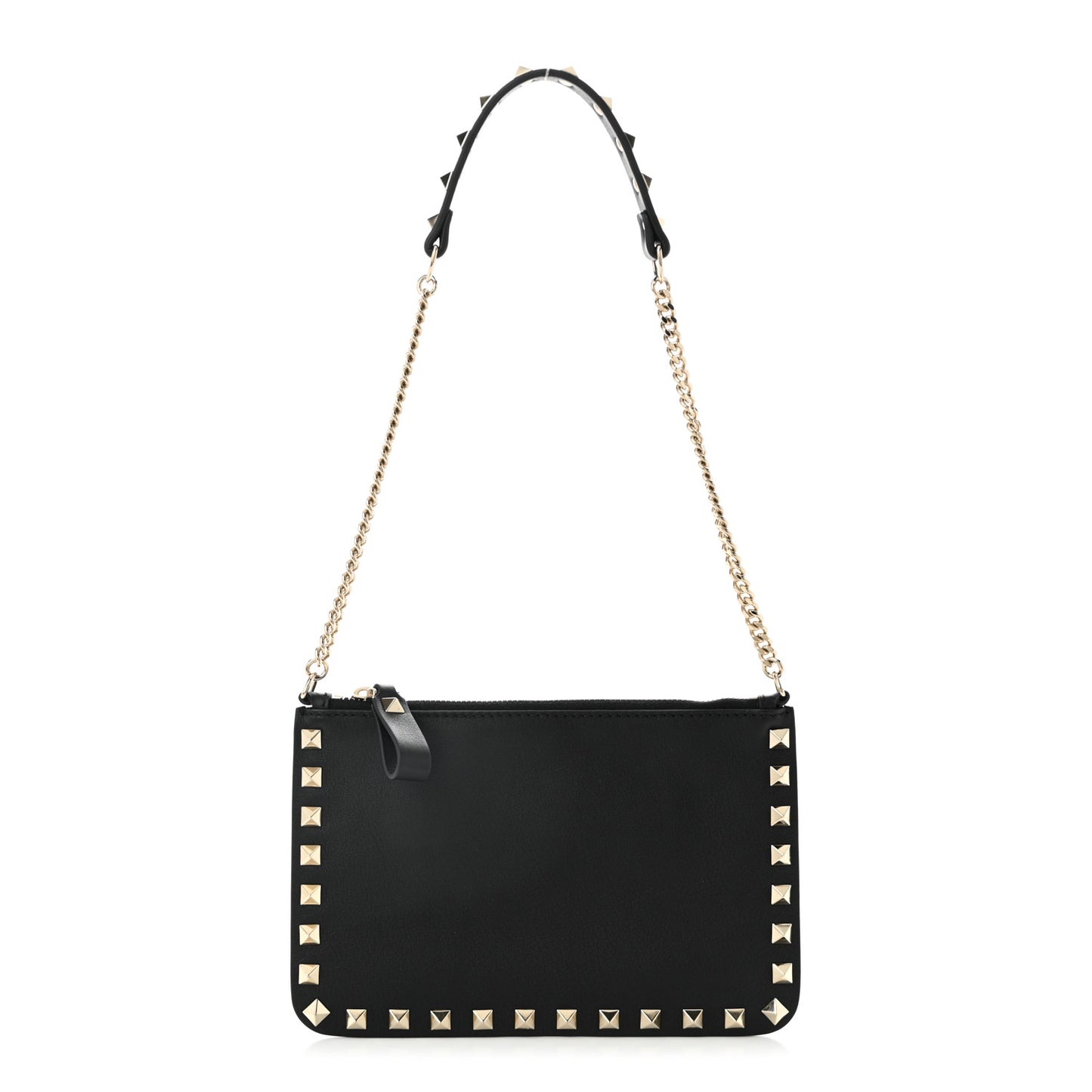 Vitello Rockstud Pouch On Chain Black