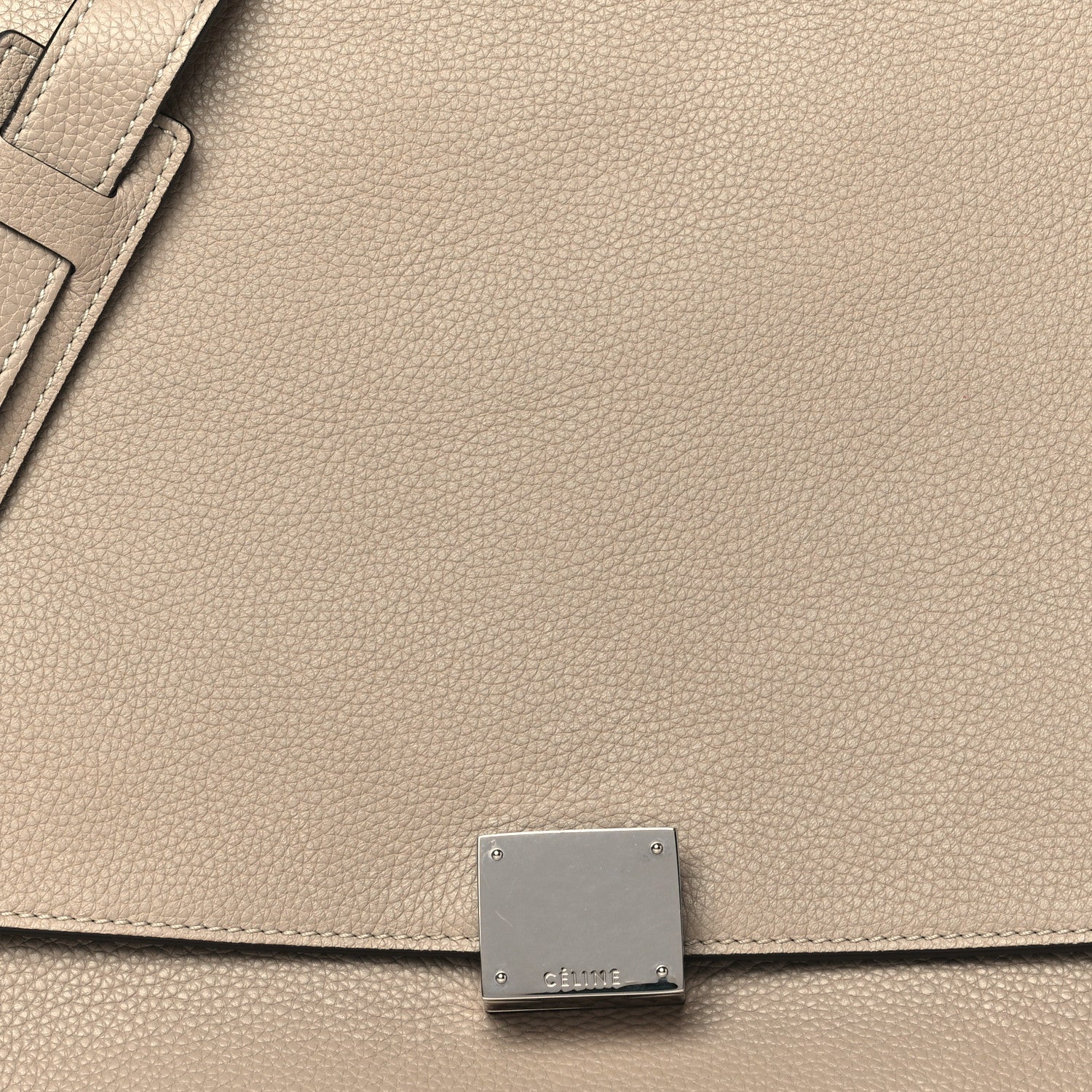 Celine Drummed Calfskin Suede Medium Trapeze Taupe 6 of 10