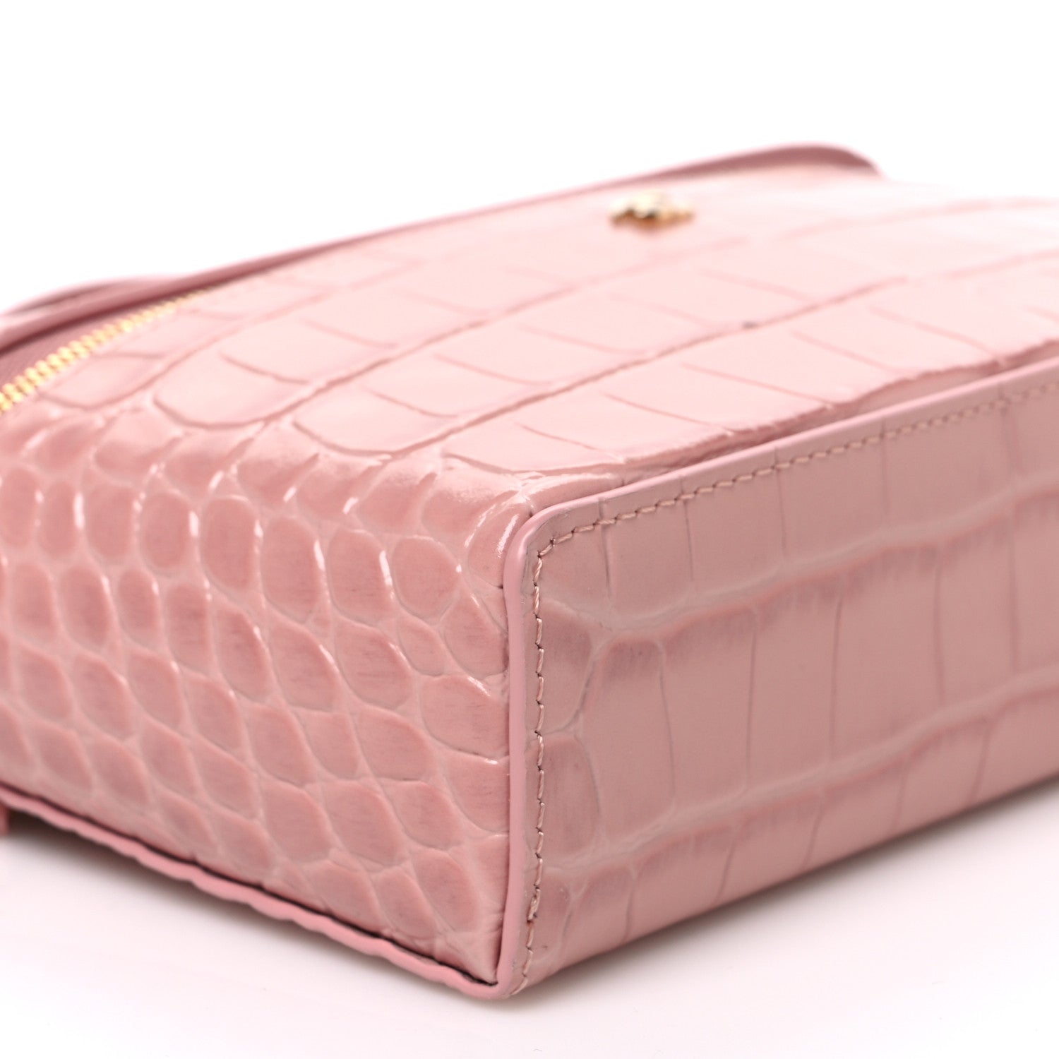Chanel Calfskin Crocodile Embossed Crococo Exoticoco Vanity With Chain Light Pink 9 of 11