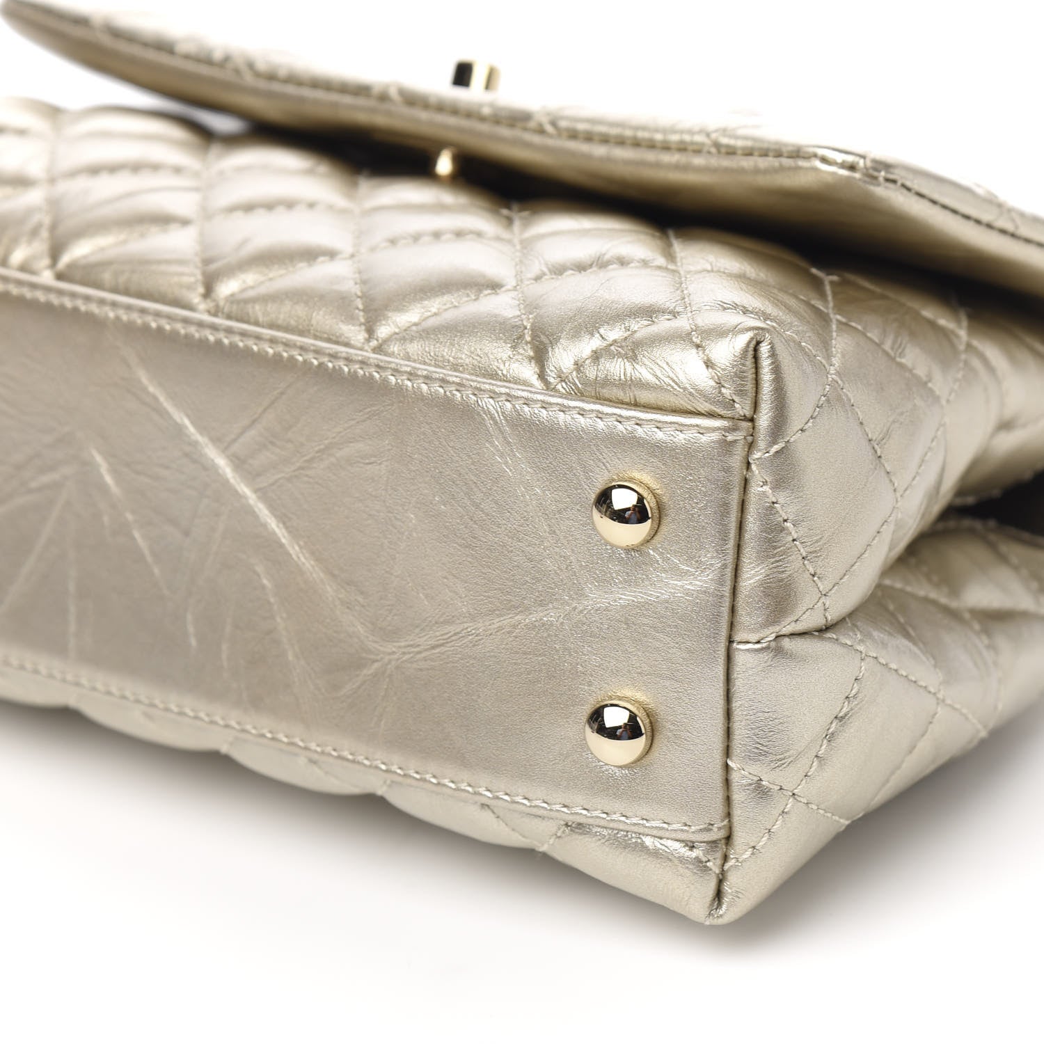 Chanel Metallic Aged Calfskin Quilted Mini Coco Handle Flap Gold 8 of 10