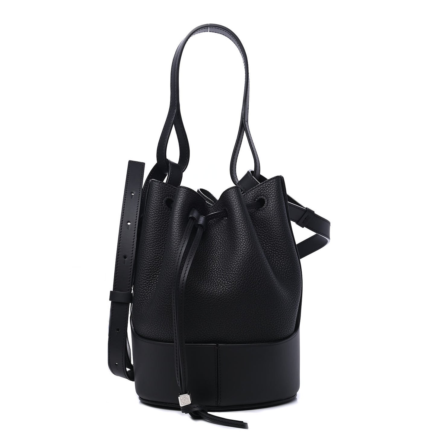 Grained Calfskin Small Balloon Bag Black