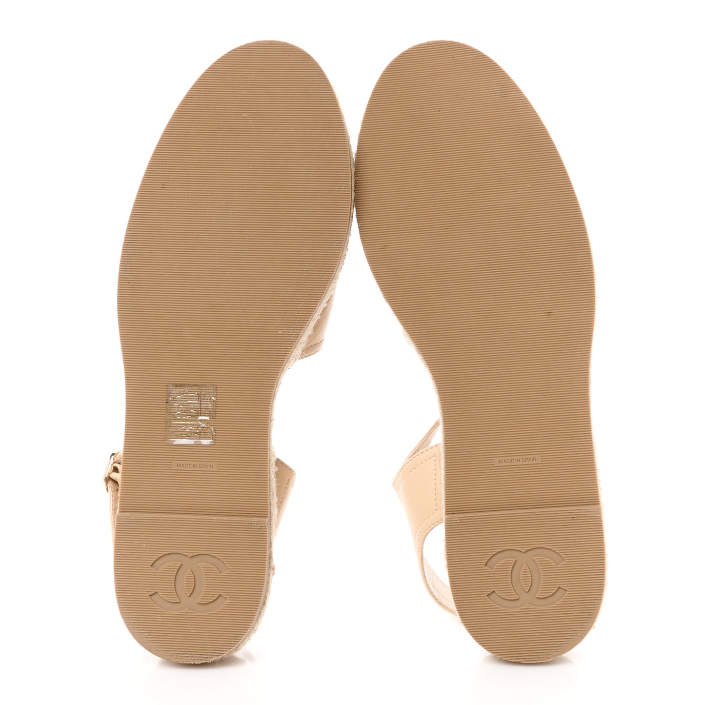 Lambskin Cap Toe CC Espadrille Sandals 38 Beige Black