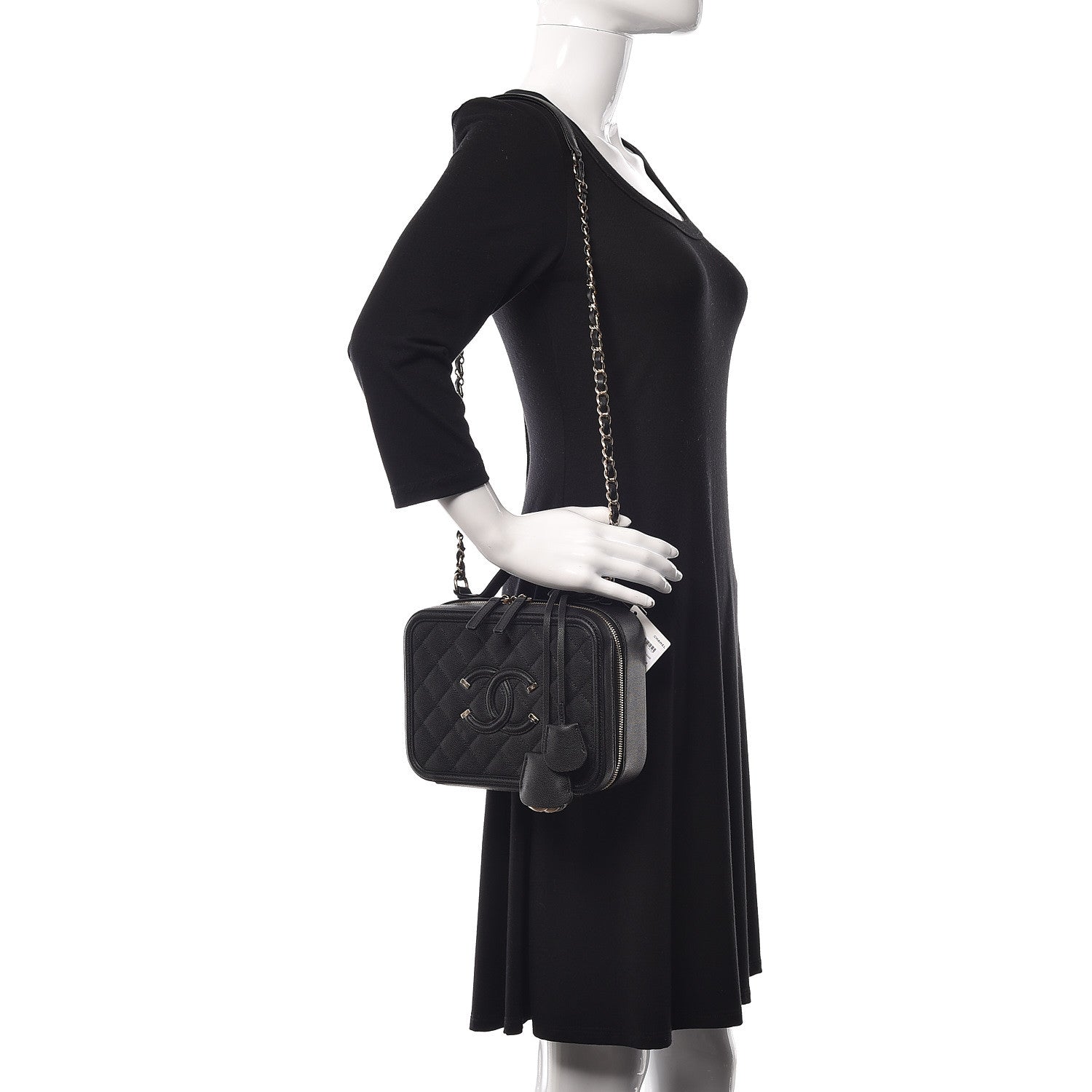 Chanel Caviar Quilted Medium CC Filigree Vanity Case Black 2 of 10