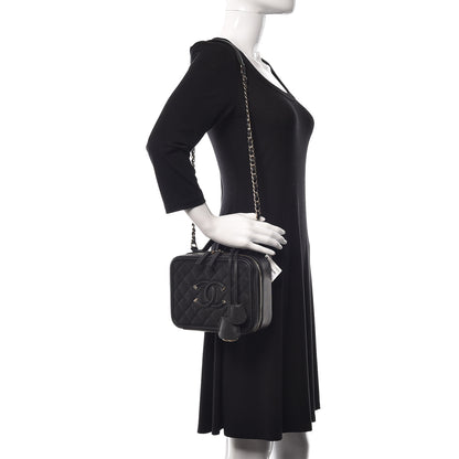 Chanel Caviar Quilted Medium CC Filigree Vanity Case Black 2 of 10