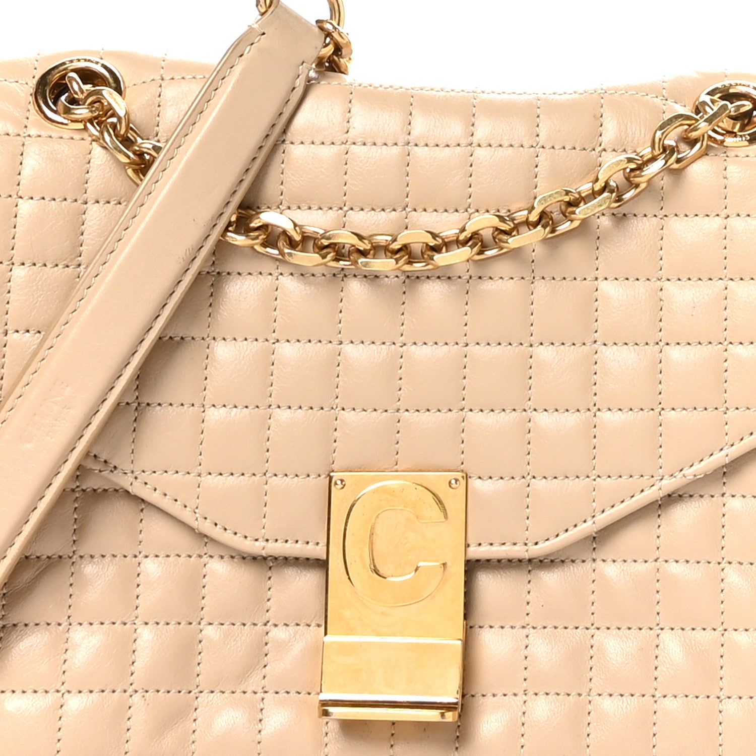 Celine Calfskin Quilted Medium C Bag Light Beige 8 of 10