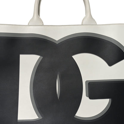Dolce & Gabbana Calfskin XL DG Daily Shopper Tote Black White 7 of 10