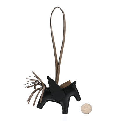 Hermes Milo Lambskin Grigri Rodeo Pegase Horse Bag Charm PM Black Etoupe 2 of 5
