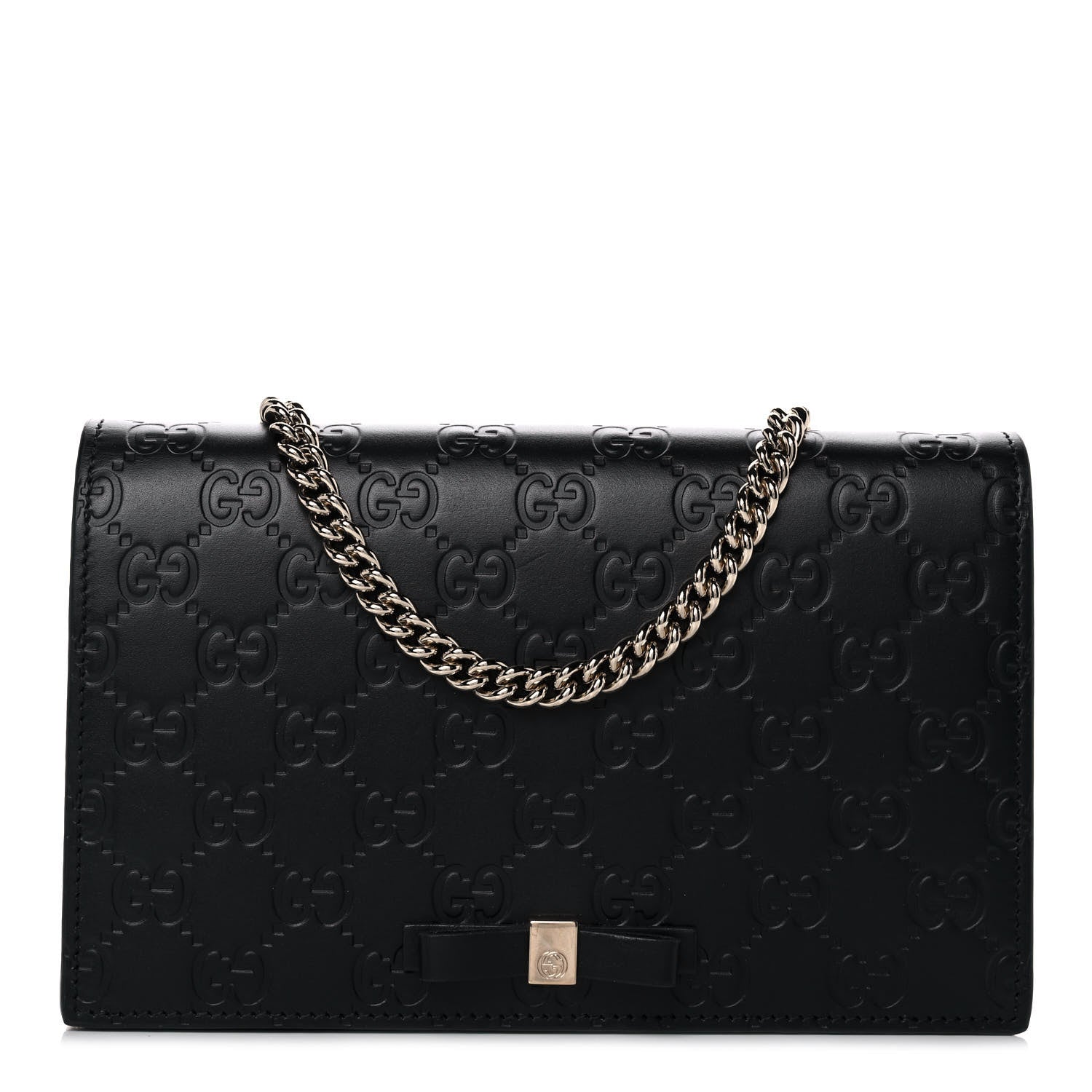 Gucci Guccissima Signature Bowy Chain Wallet Black 1 of 12