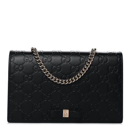 Gucci Guccissima Signature Bowy Chain Wallet Black 1 of 12