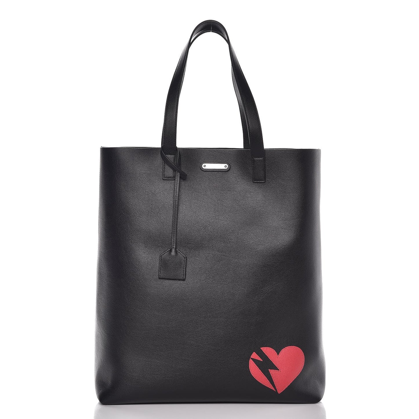 Calfskin Heart Shopping Tote Black