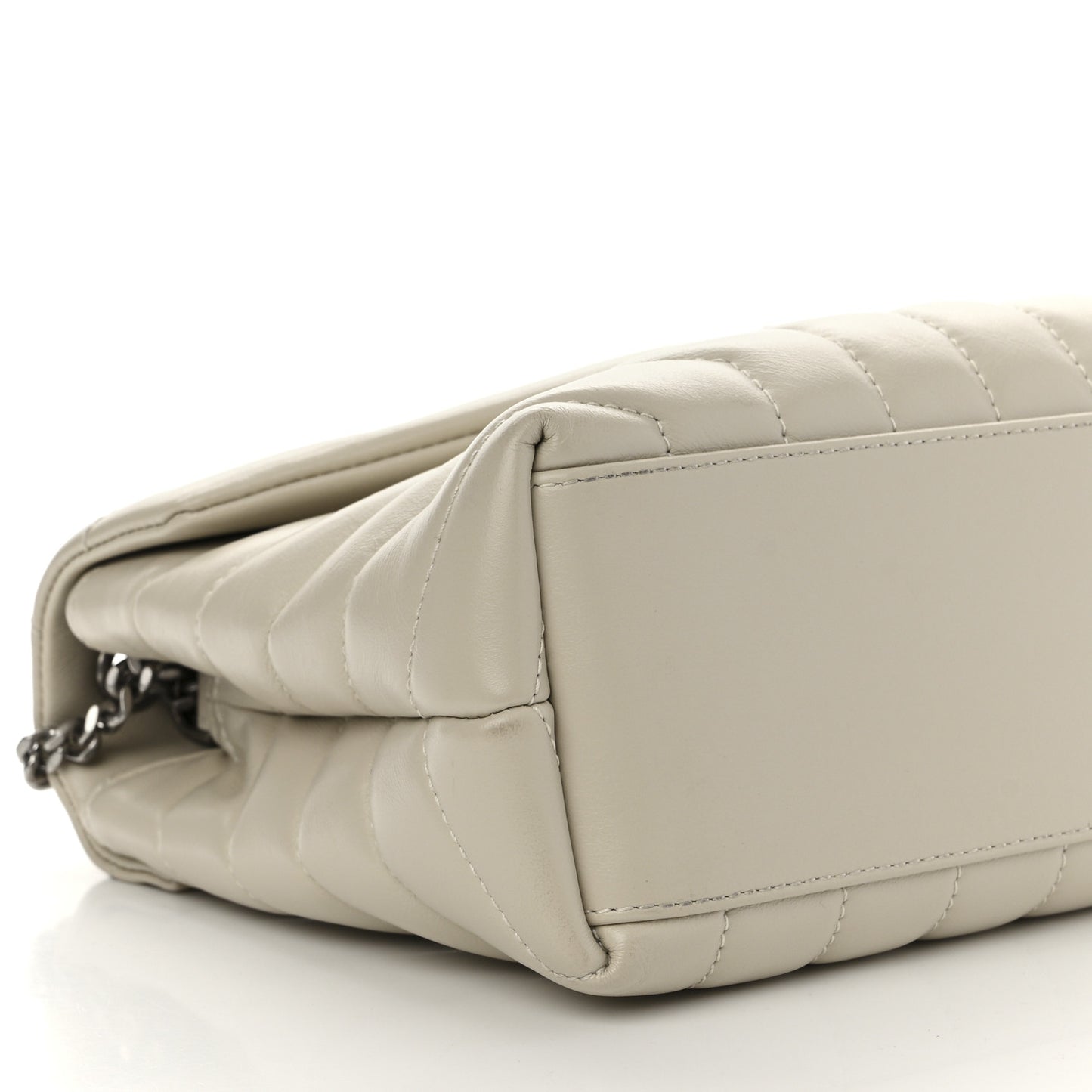 Calfskin Y Quilted Monogram Small Loulou Chain Satchel Crema Soft