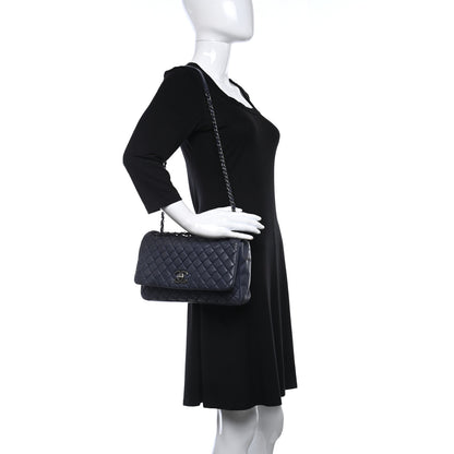 Chanel Iridescent Calfskin Quilted Large New Bubble Flap Navy 2 of 11