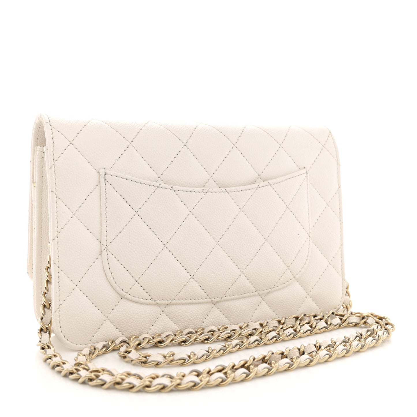 Caviar Quilted Wallet On Chain WOC White