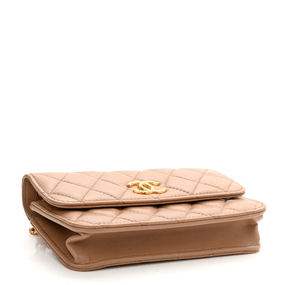 Chanel Lambskin Quilted Pillow Crush Flap Phone Holder With Chain Beige 4 of 12