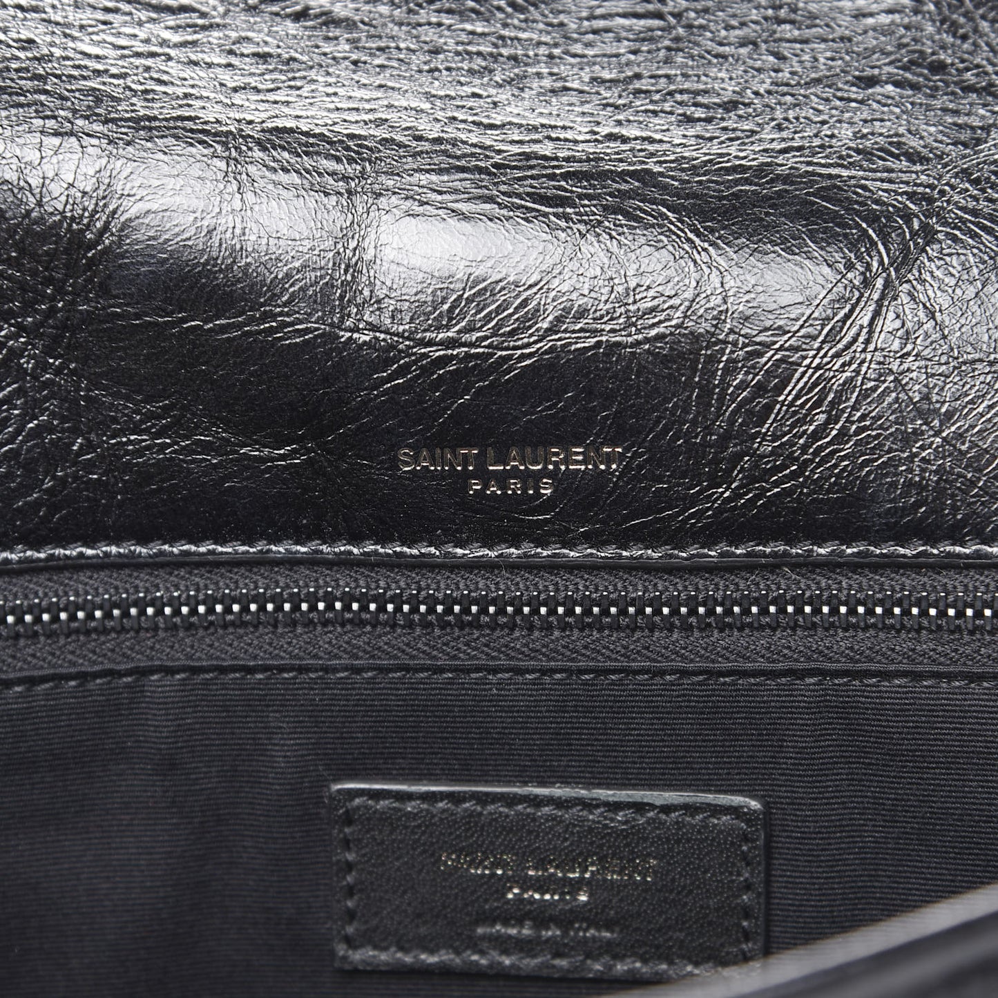 Crinkled Calfskin Matelasse Monogram Medium Niki Chain Satchel Black