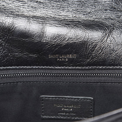 Saint Laurent Crinkled Calfskin Matelasse Monogram Medium Niki Chain Satchel Black 7 of 10