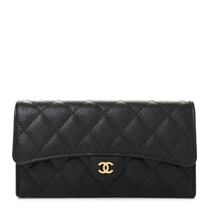 Chanel Caviar Quilted Large Gusset Flap Wallet Black 1 of 8
