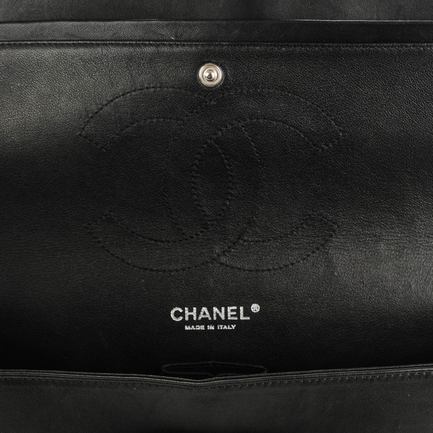 Patent Quilted Jumbo Double Flap Black