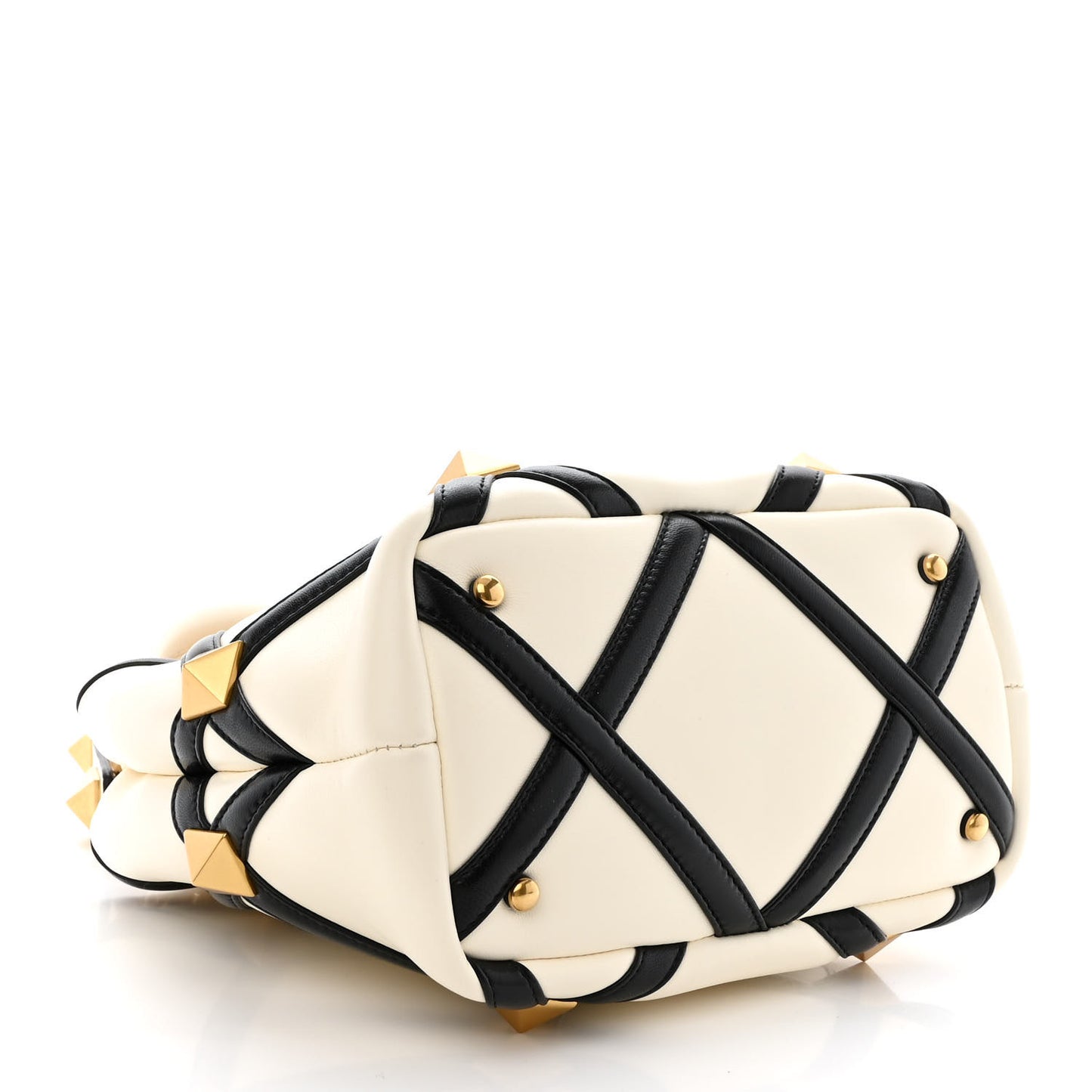 Nappa Small Roman Stud The Handle Bag Ivory Black