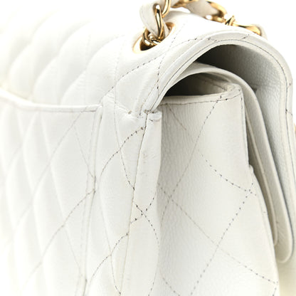 Chanel Caviar Quilted Jumbo Double Flap White 13 of 16