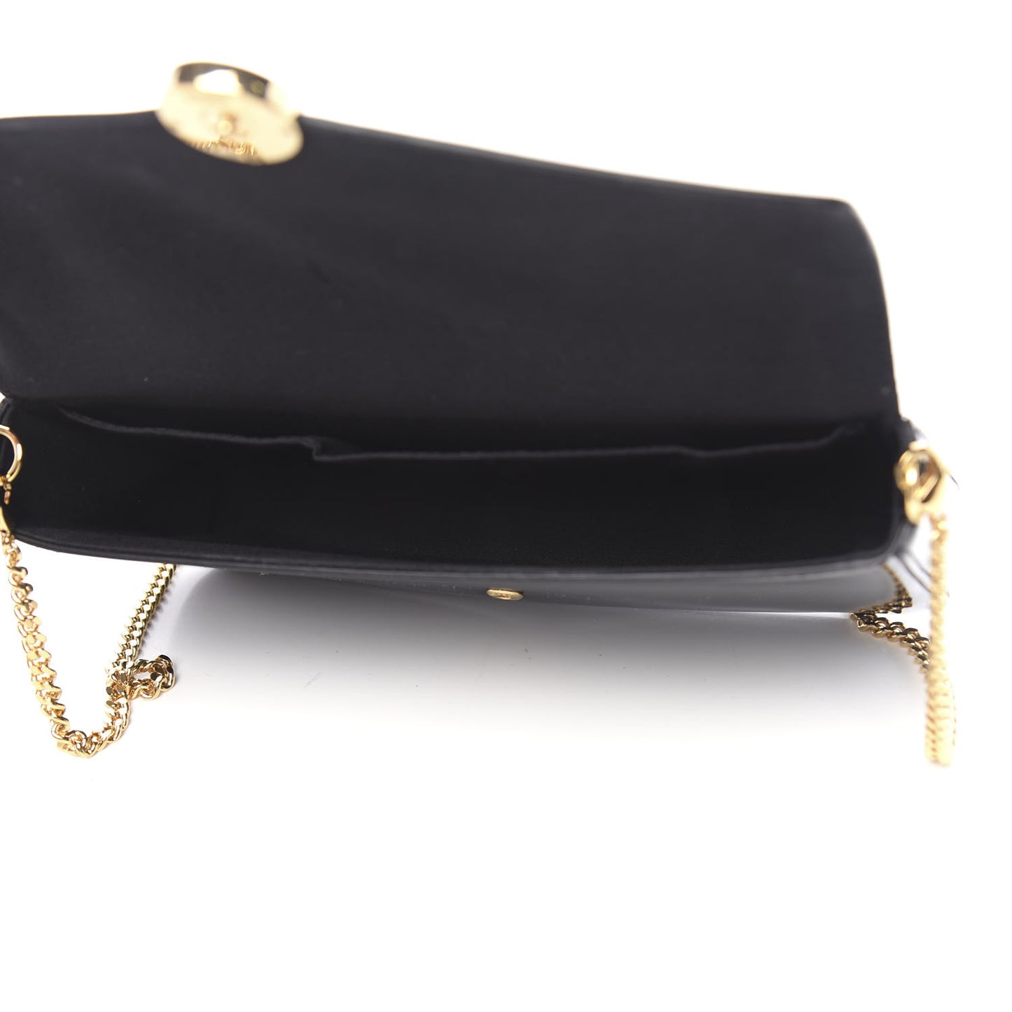 Vitello Vernice Mou F is Fendi Envelope Wallet on Chain with Pouches Black