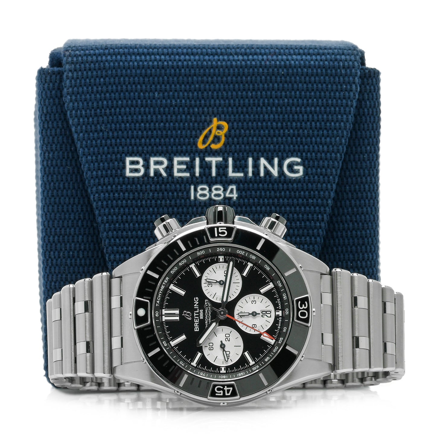 Stainless Steel 44mm Super Chronomat Automatic Watch Black AB0136