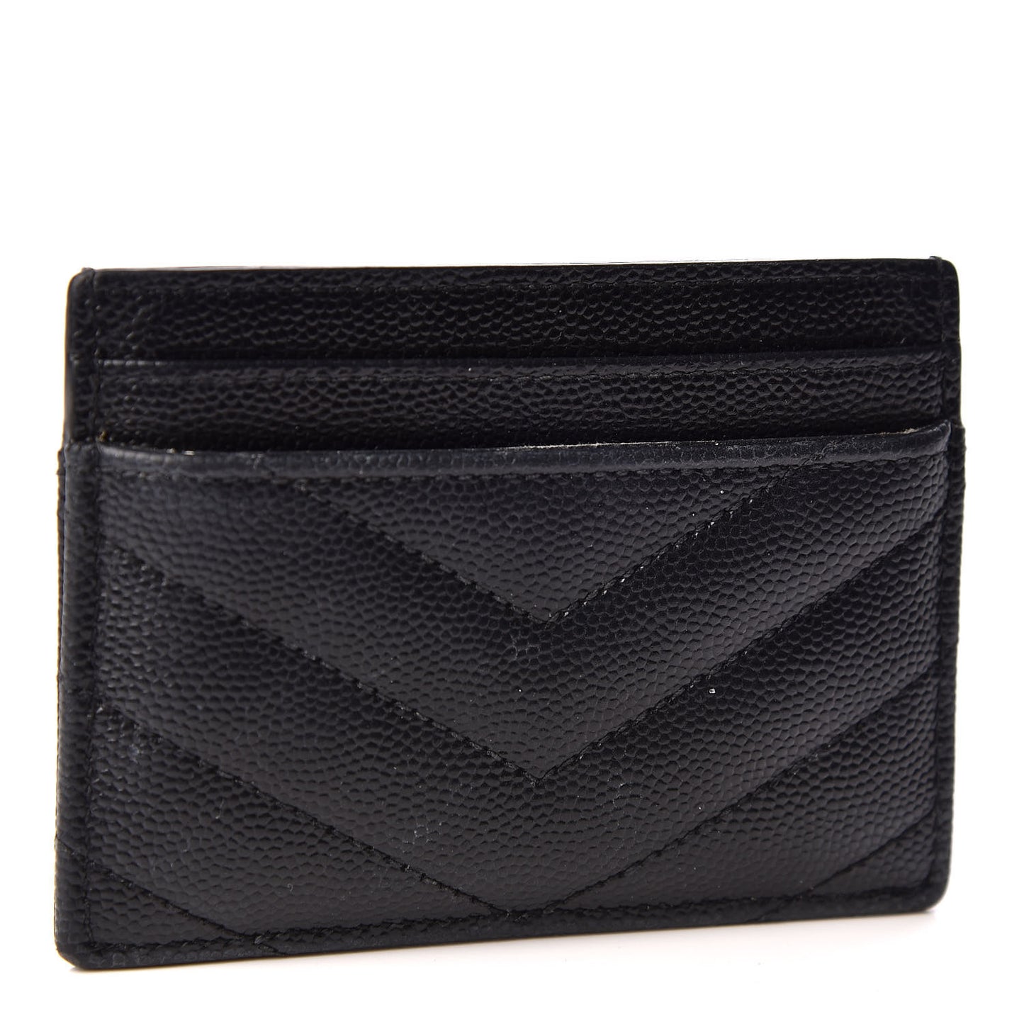 Grain De Poudre Matelasse Chevron Monogram Credit Card Case Black