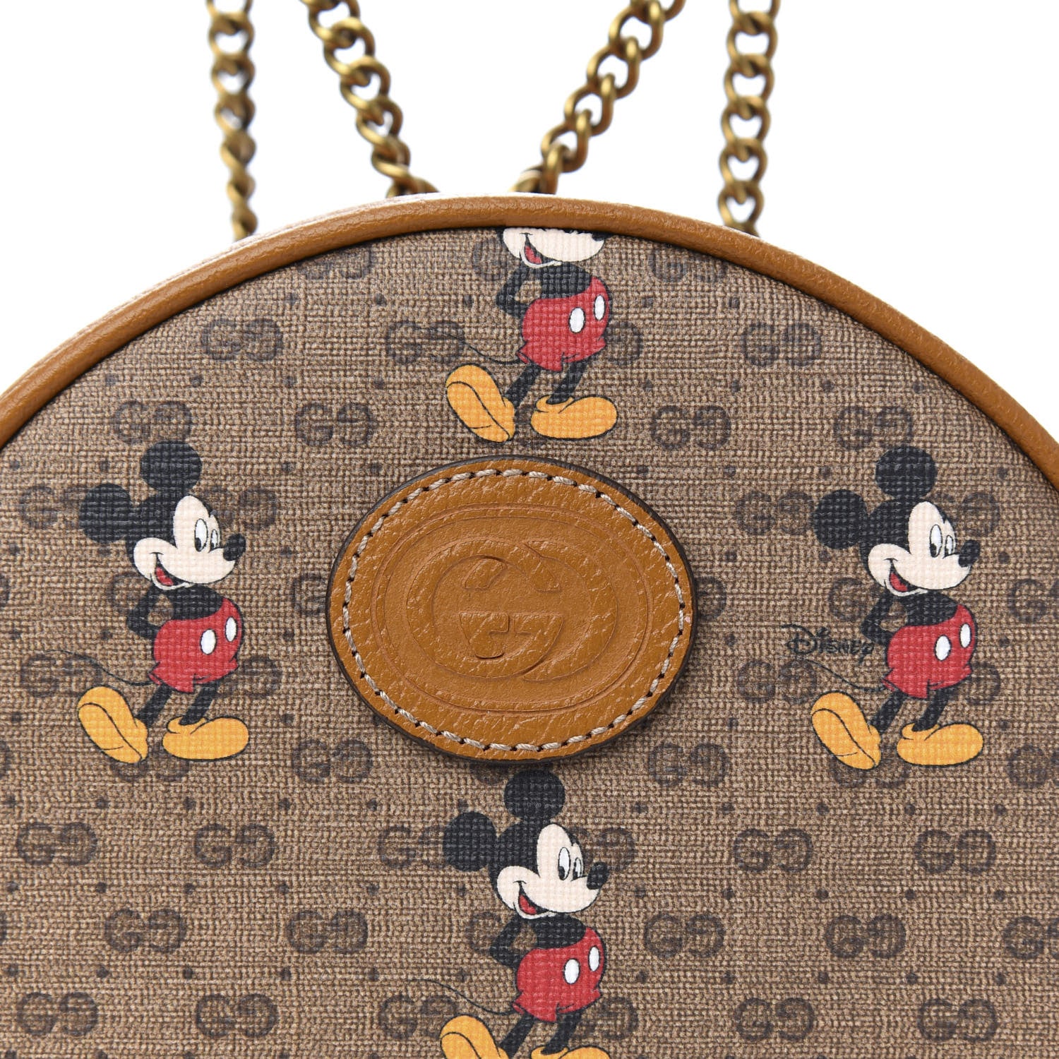 Gucci X DISNEY Mini Vintage GG Supreme Monogram Mickey Mouse Round Backpack Beige Vintage Sun Oil 9 of 9