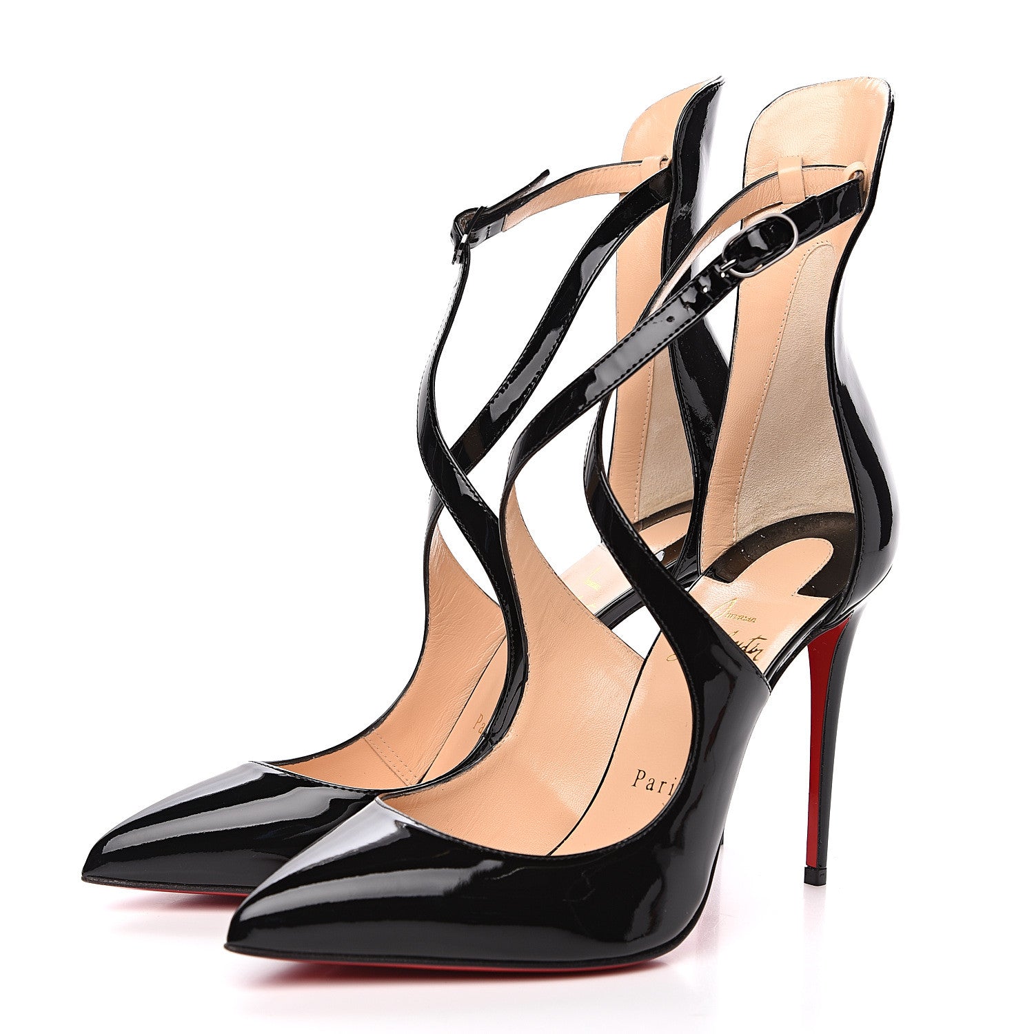 Christian Louboutin Shiny Nappa Marlenarock 100 Pumps 38.5 Black 3 of 8