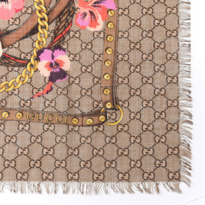 Gucci Wool Jacquard GG Monogram Big Panshie Fringe Shawl Roseate Beige 2 of 4