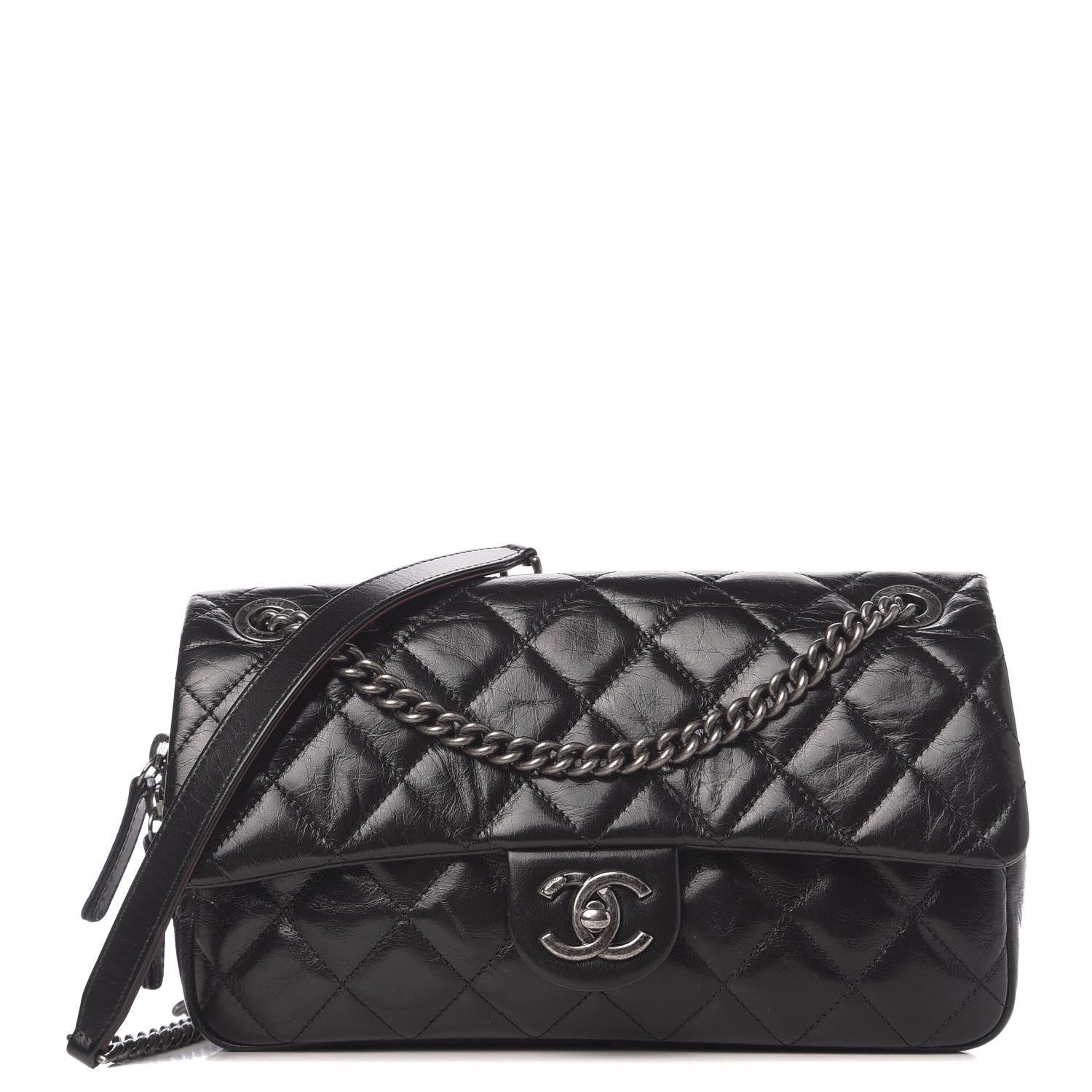 Chanel Glazed Calfskin Medium Duo Color Flap Black 1 of 11