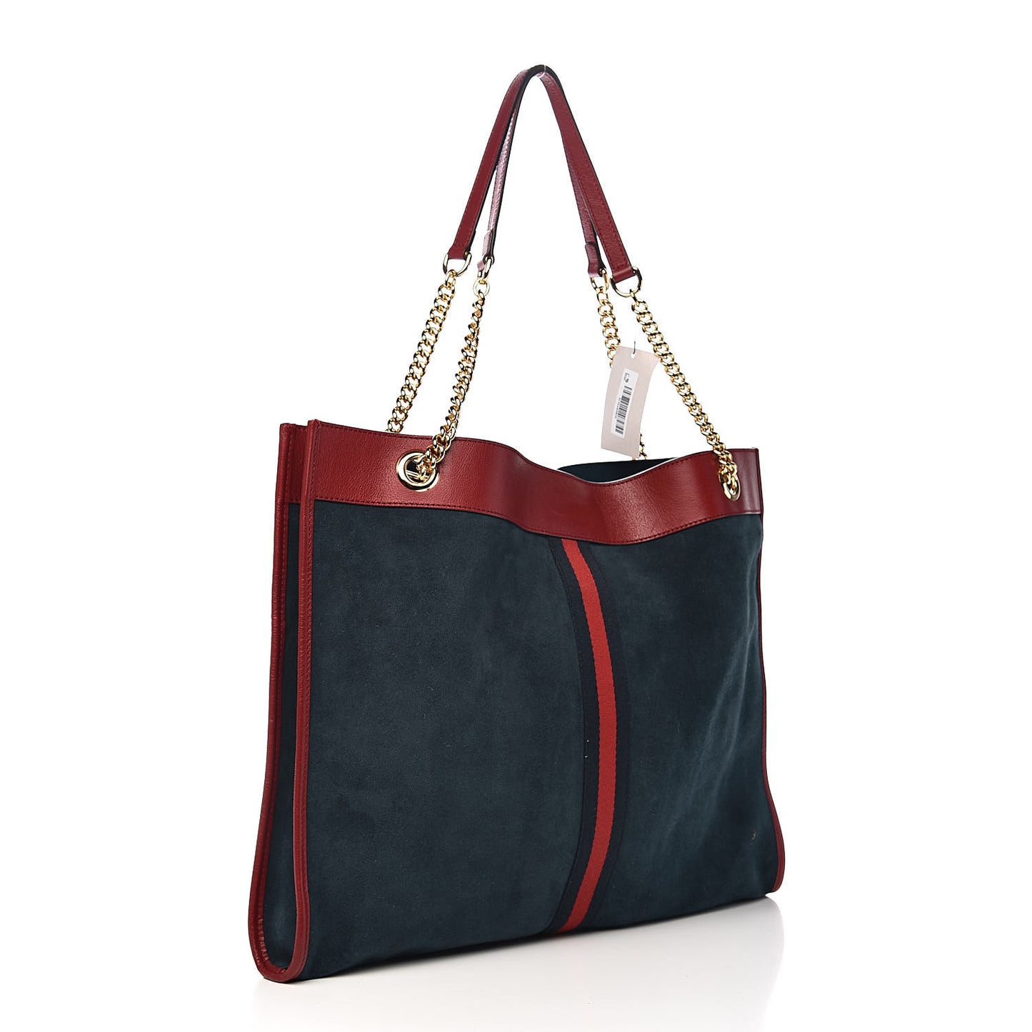 Suede Calfskin Large Rajah Chain Tote New Blue Romantic Cherry