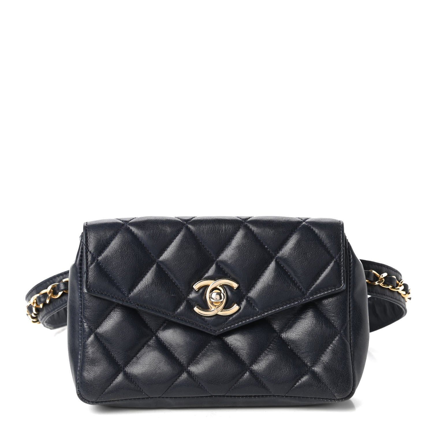 Chanel Lambskin Quilted Flap Waist Belt Bag Navy 1 of 13