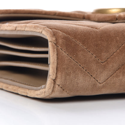 Gucci Velvet Matelasse GG Marmont Chain Wallet Taupe 9 of 11