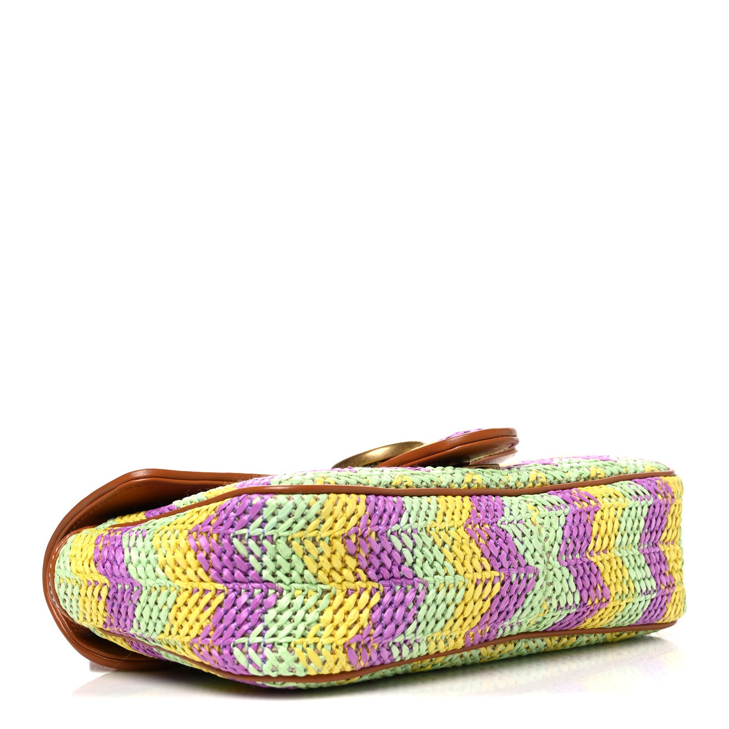 Gucci Calfskin Raffia Woven Small GG Marmont Shoulder Bag Multicolor 3 of 9