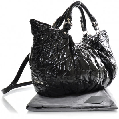 Miu Miu Patent Leather Large Patchwork Tote Black 3 of 11