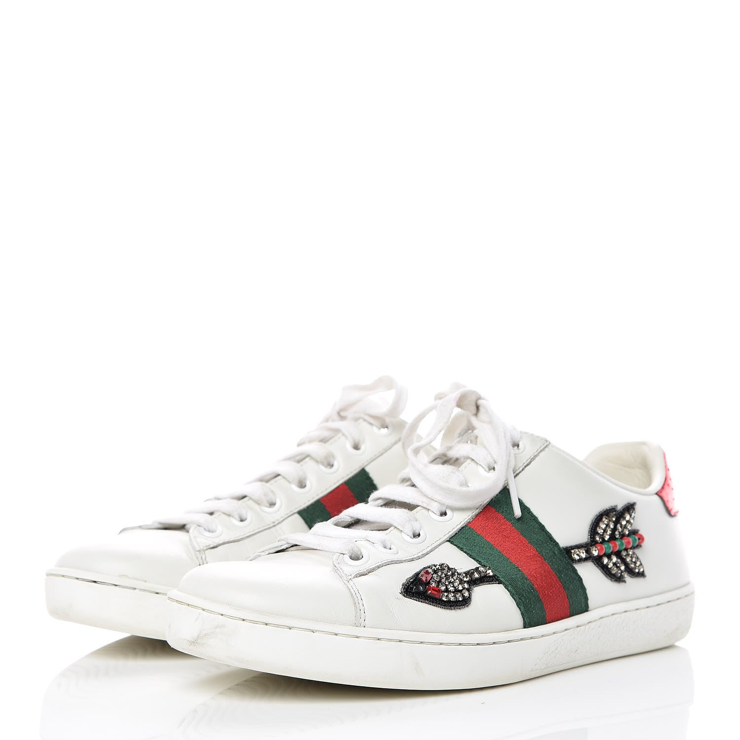 Gucci Calfskin Web Studded Arrow Ace Sneakers 36.5 White 3 of 15