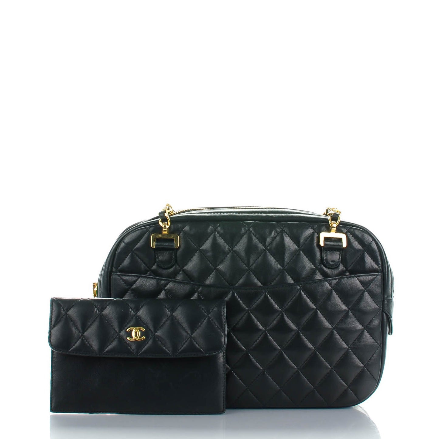 Lambskin Quilted Shoulder Bag Black