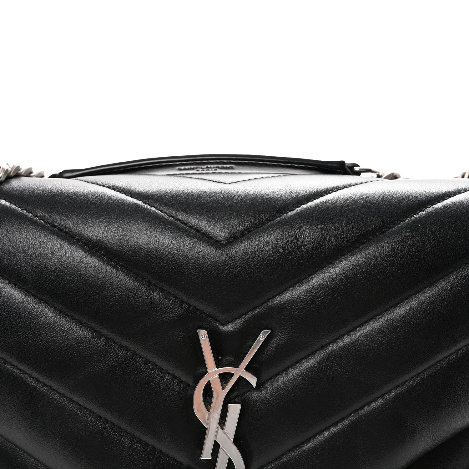 Saint Laurent Calfskin Y Quilted Monogram Medium Loulou Chain Satchel Black 7 of 9