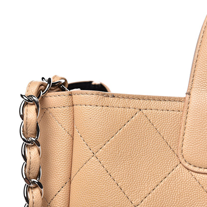 Chanel Caviar Stitched Small Shopping Tote Beige 10 of 12