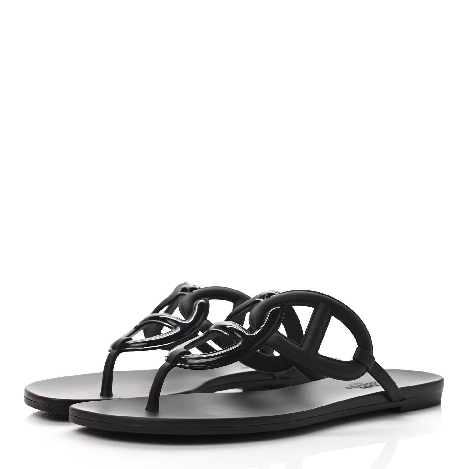 Hermes Rubber Womens Egerie Sandals 40 Black 3 of 8