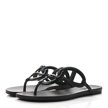 Hermes Rubber Womens Egerie Sandals 40 Black 3 of 8