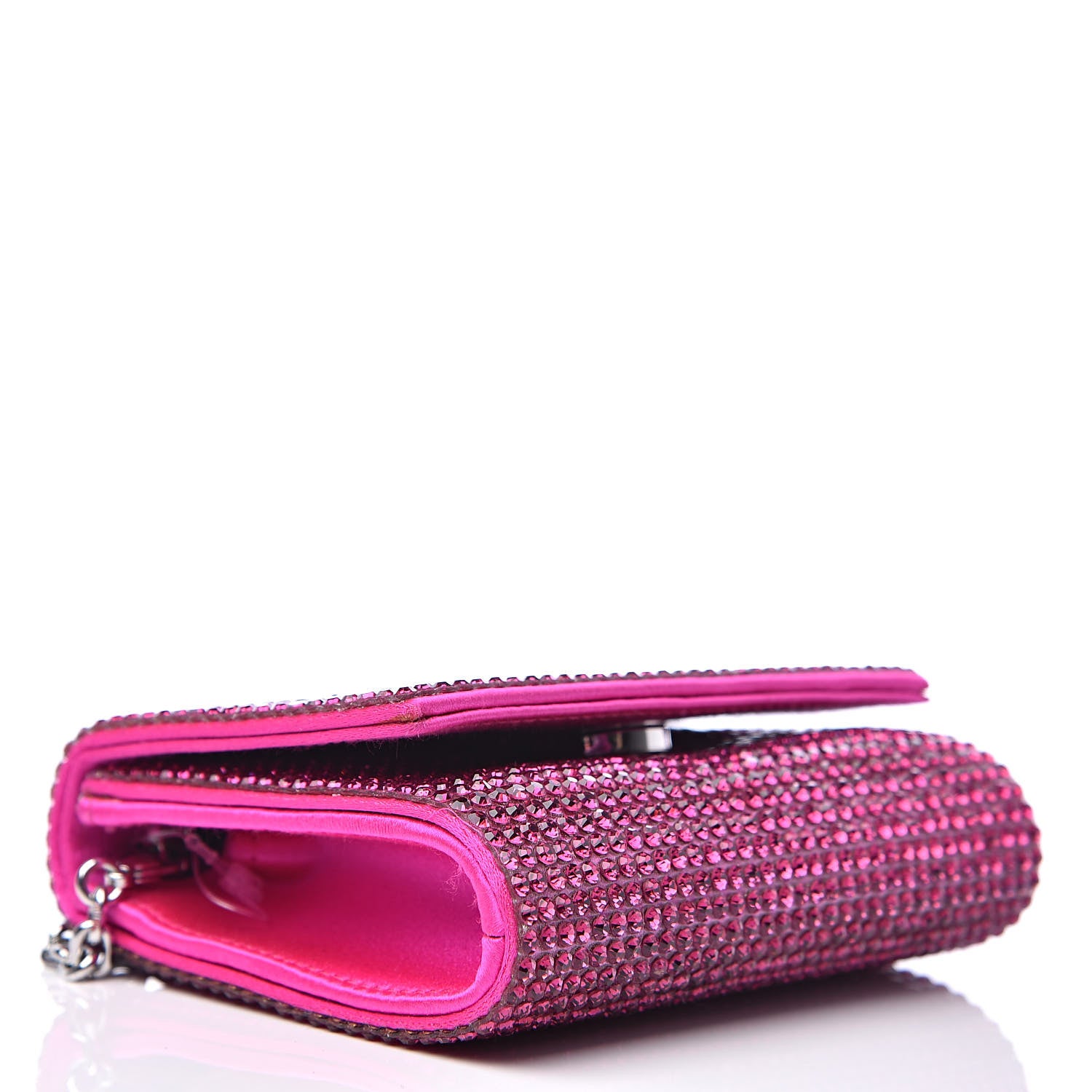 Judith Leiber Swarovski Crystal Micro Fizzy Clutch Silver Fuchsia 4 of 9